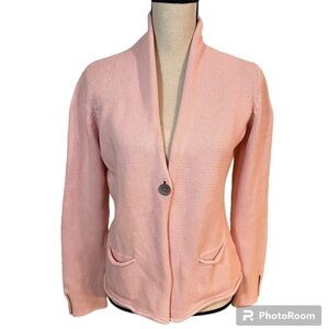 Fabiana Filippi Pink Cotton V-Neck Knit Cardigan Sz-M